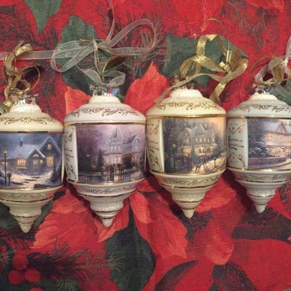 Thomas Kinkade Christmas Heirloom Glass Ornaments - Collection of 24 new in box - Picture 1 of 4